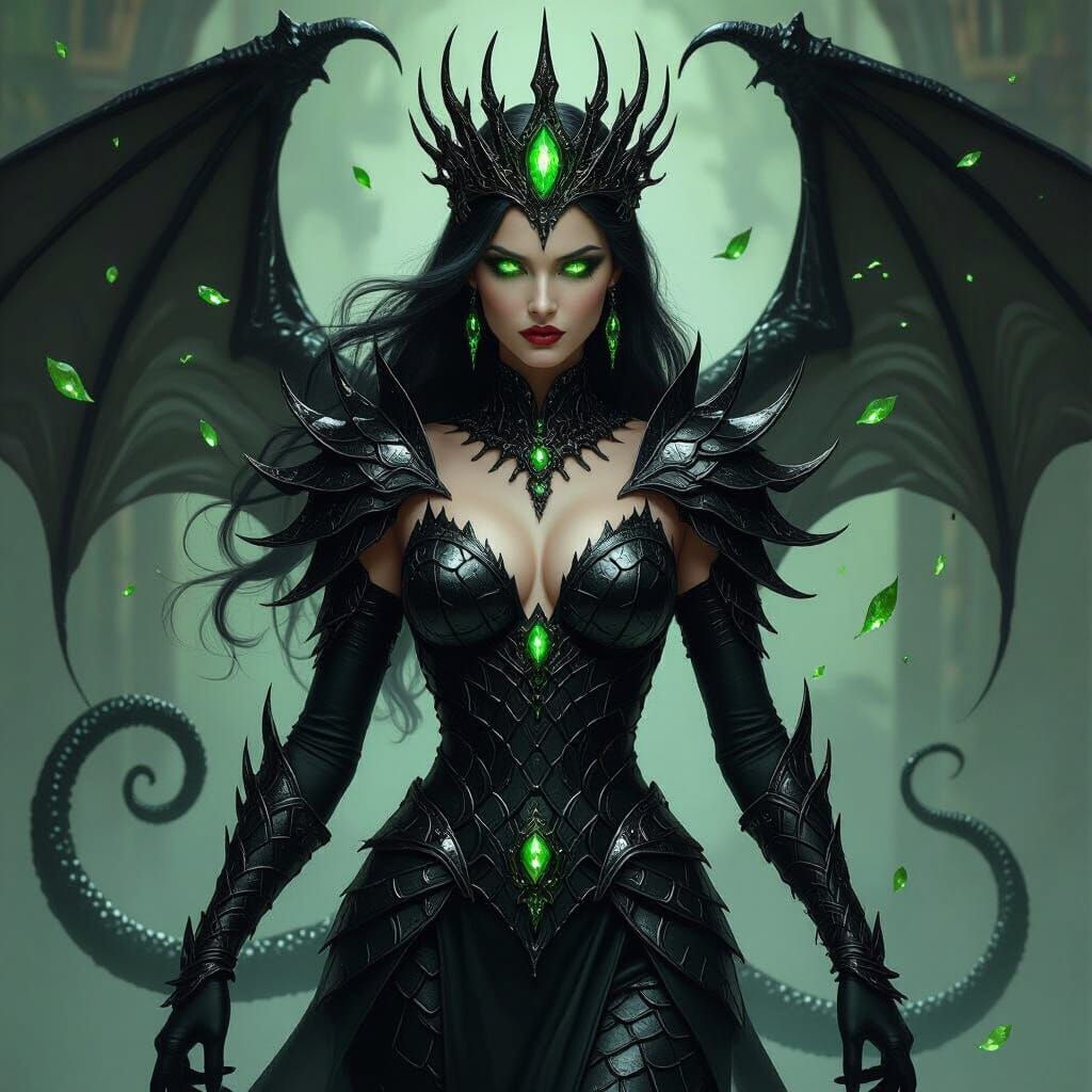 Obsidian Serpent Queen in Dark Fantasy Realism