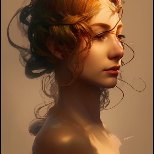 Apple Cider Fairy Portrait in Art Nouveau Style