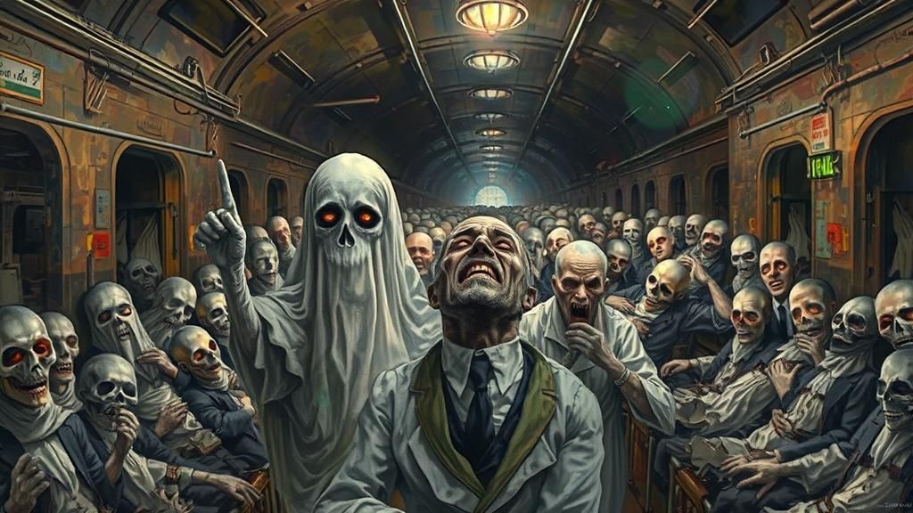 Victorian Ghost in Train Wreck Tunnel: Digital Painting