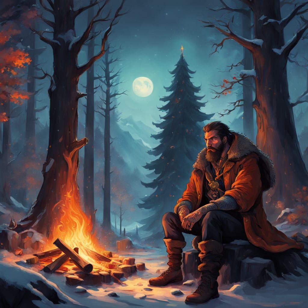 Muscular Men Embody the Seasons Around a Roaring Campfire