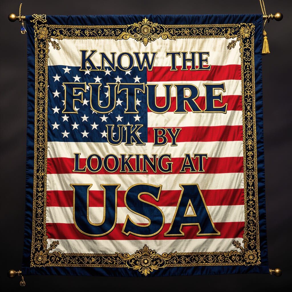 Know the Future UK Banner: Hyperrealistic Vision of USA