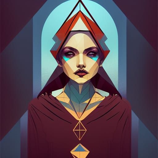 Geometric Lofi Tarot: The High Priestess