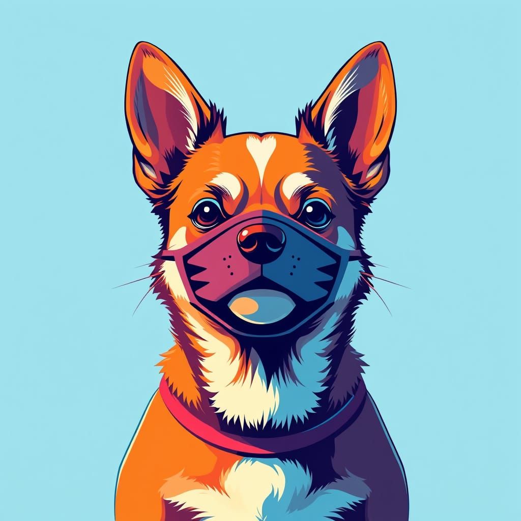 Bold Canine Pop Art Icon in Vibrant Triadic Colors