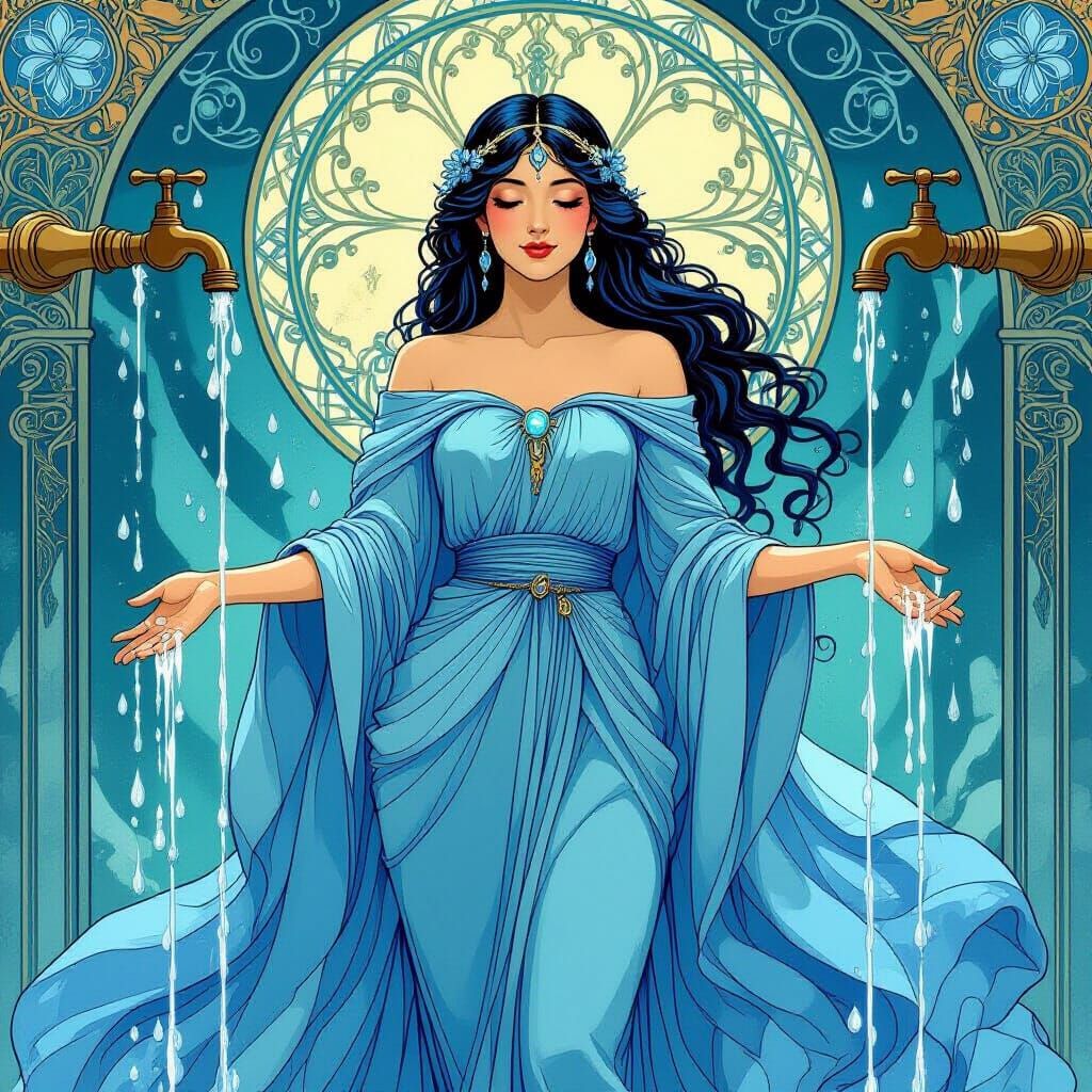 Goddess of Water in Art Nouveau Style