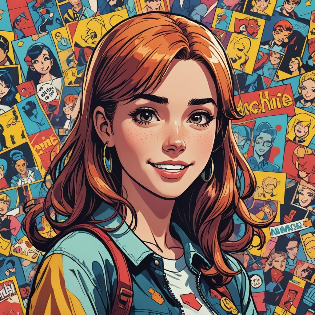 Pop Art Girl Smirking in Archie Comics Style