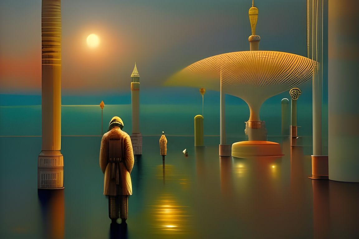 Submarine City of Society in Steampunk Nouveau Style