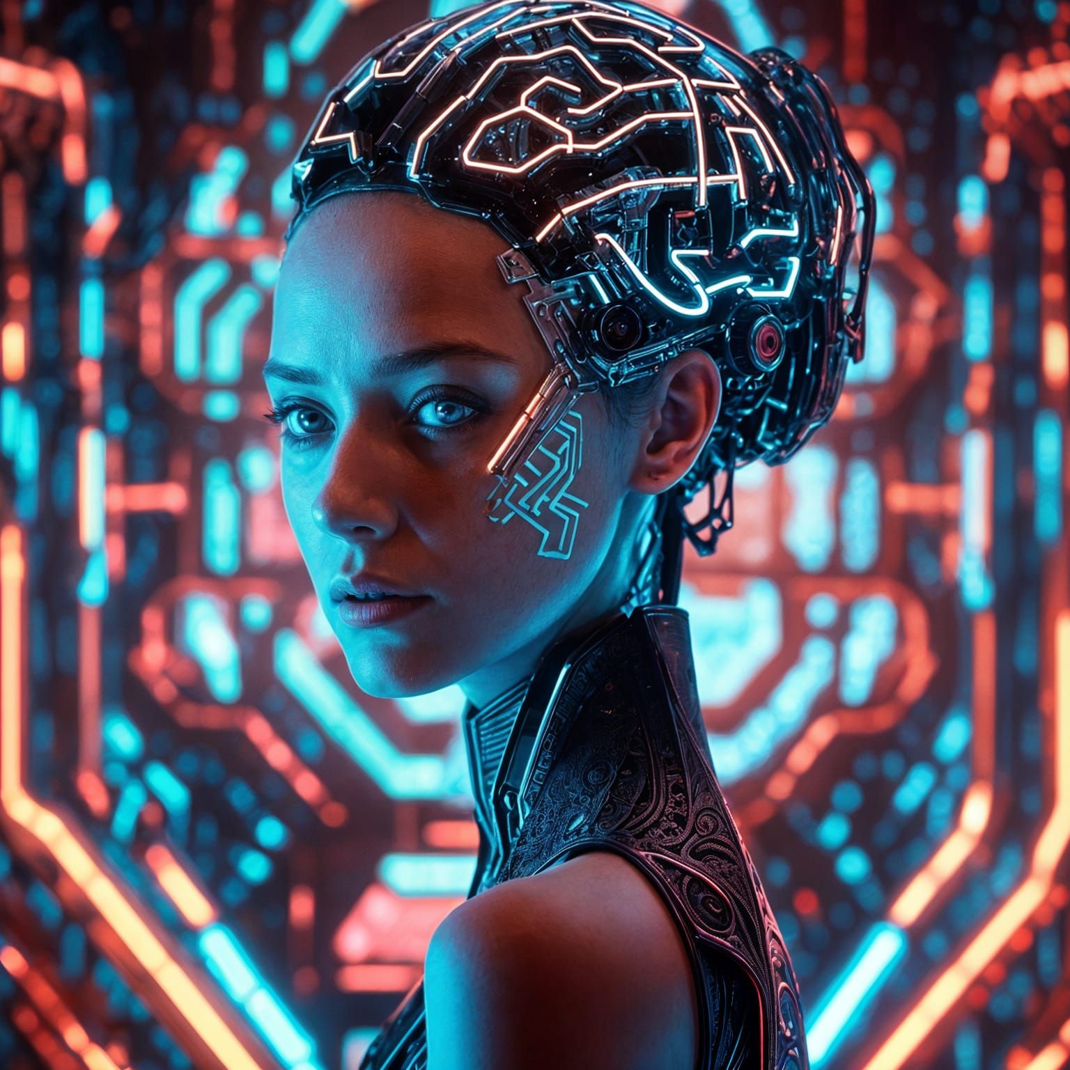 AI Brain on a Synth Beauty