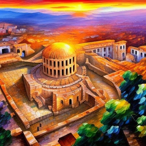 City of David Ruins at Sunset: Hyperrealistic Art
