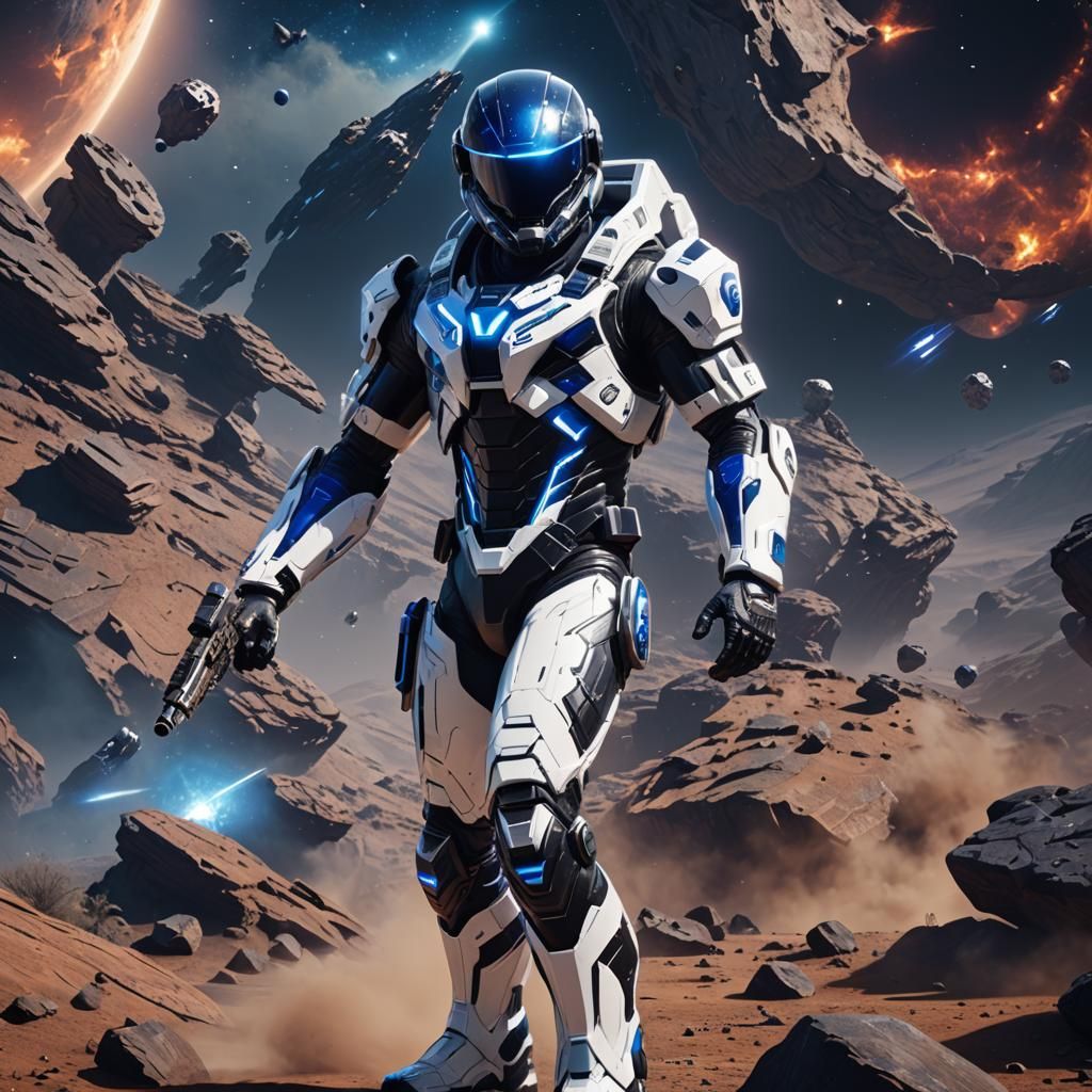 Futuristic Delta Ranger in Cosmic Suit, 3D Render