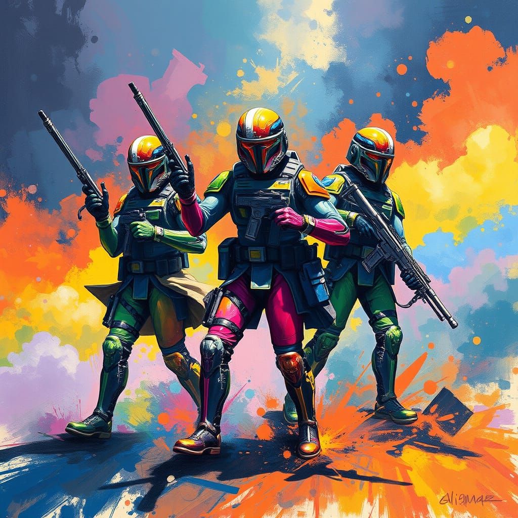 Expressionistic Rainbow Commandos in Alla Prima Technique