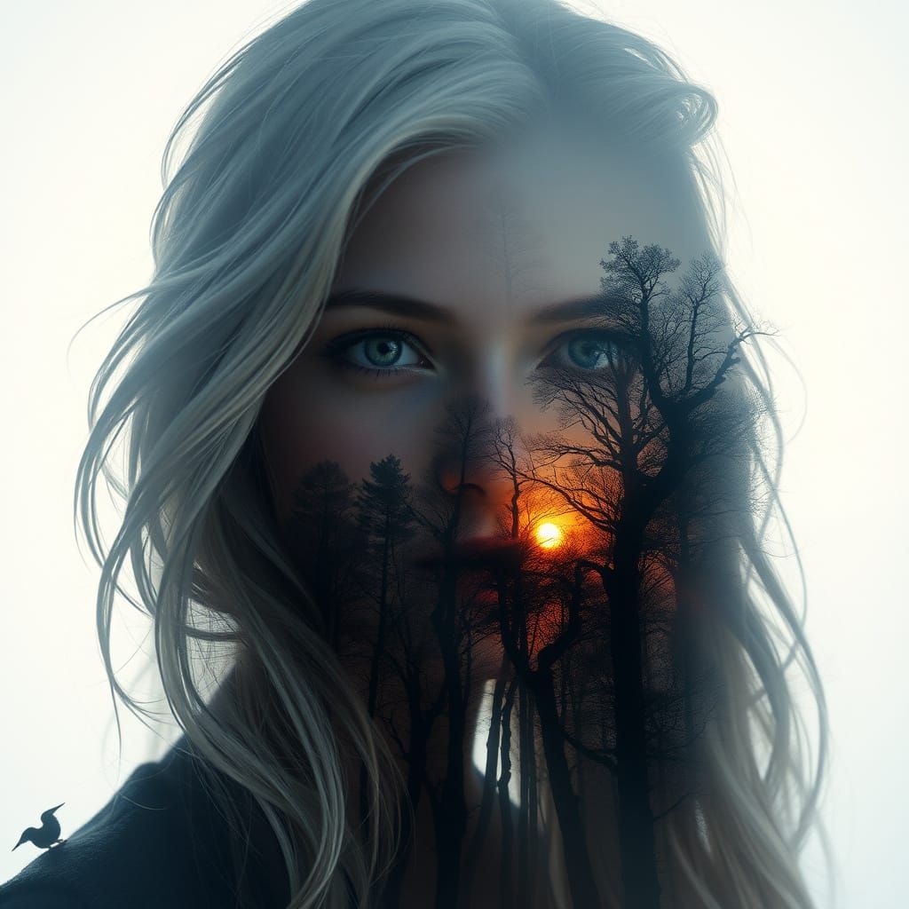 Ethereal Fantasy Portrait in Serene Twilight Landscape
