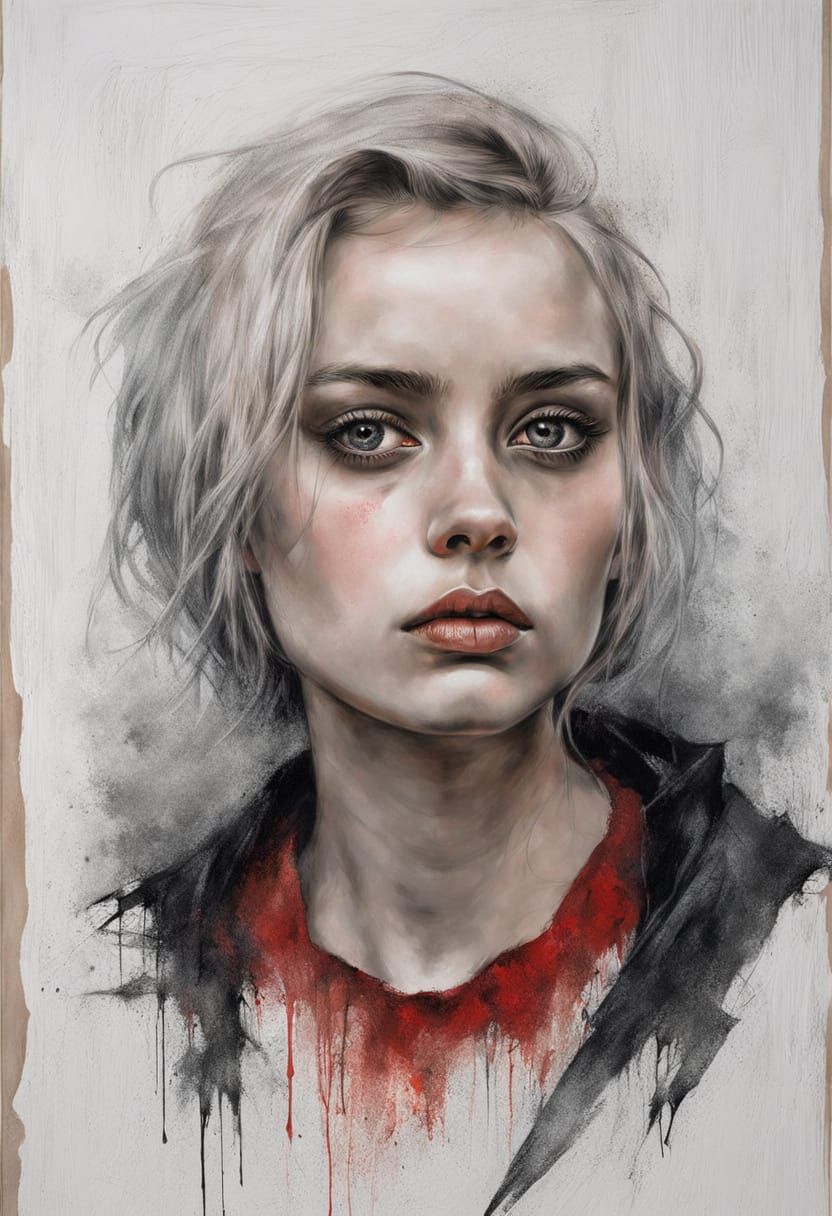 Elegant Goth Girl Portrait in Expressionist Style