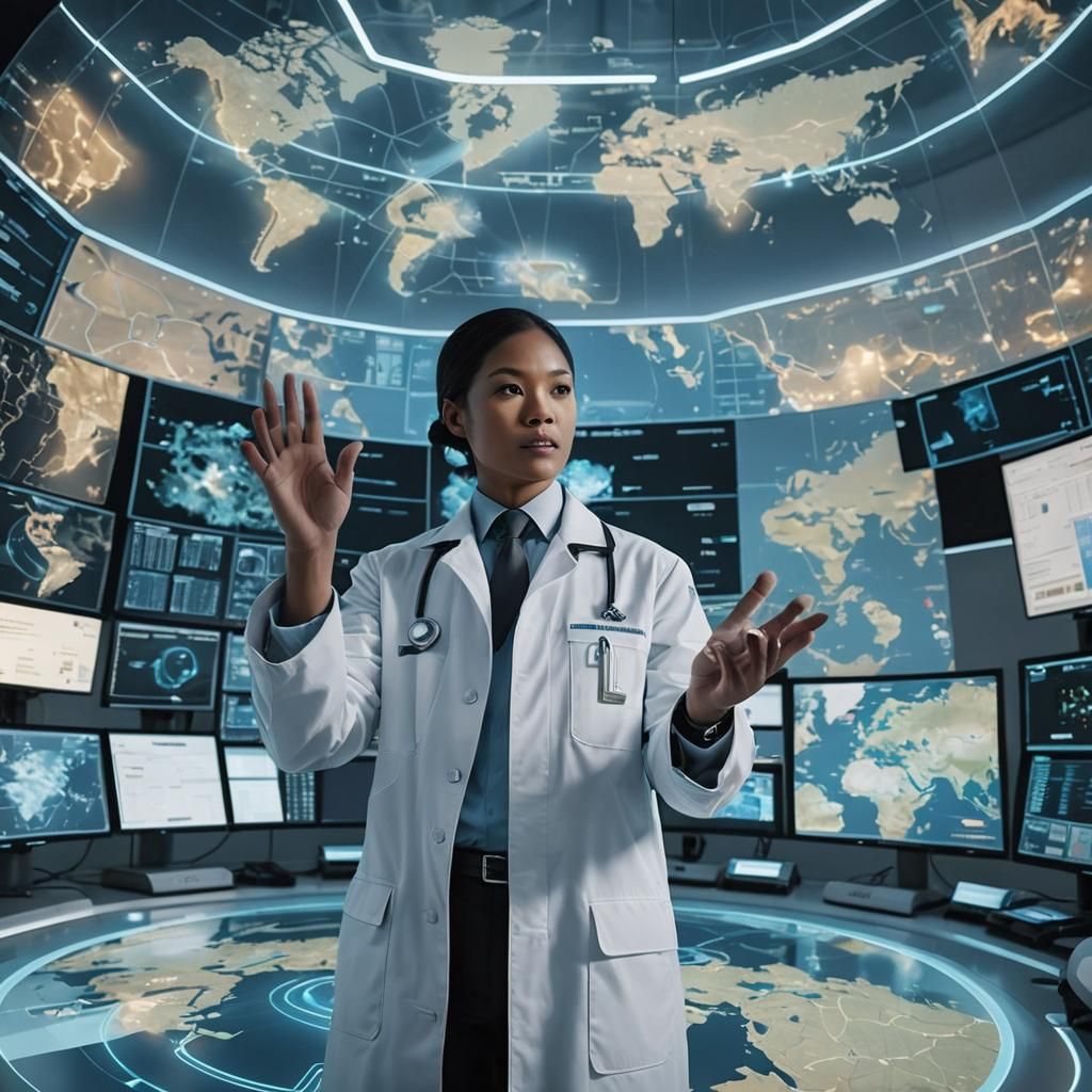 High-Tech Medical Command Center in Futuristic Style