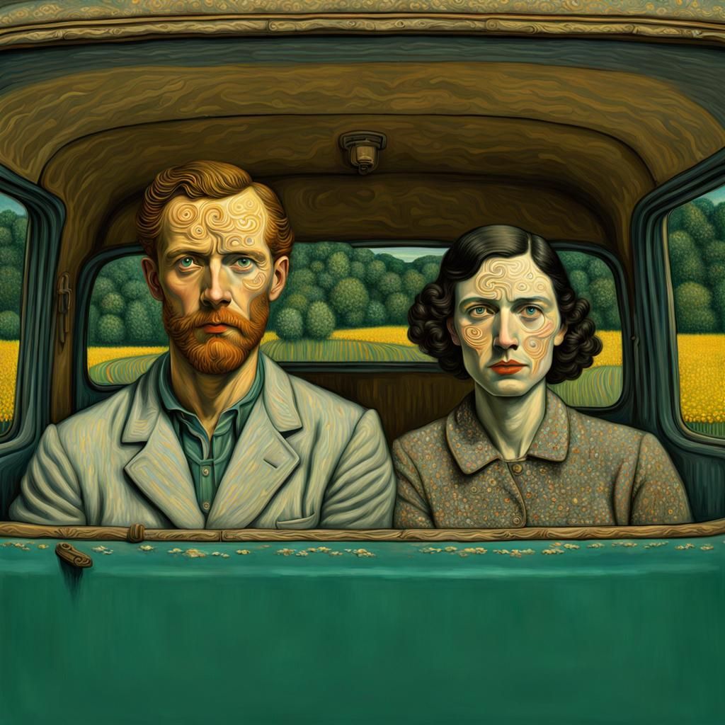 1930s Tennessee Couple Portrait in Ghibli Style