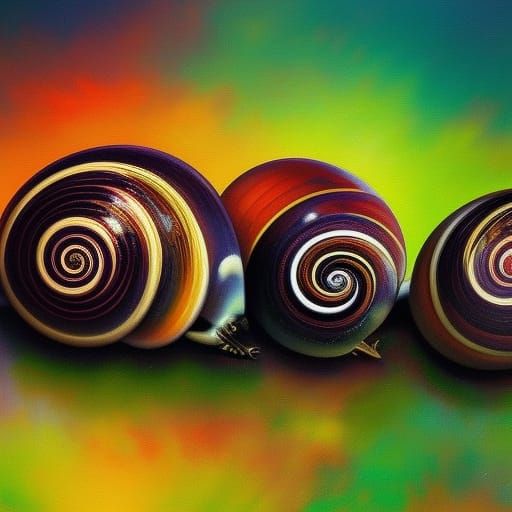 Fantastical Snail Painting with Deep Colors