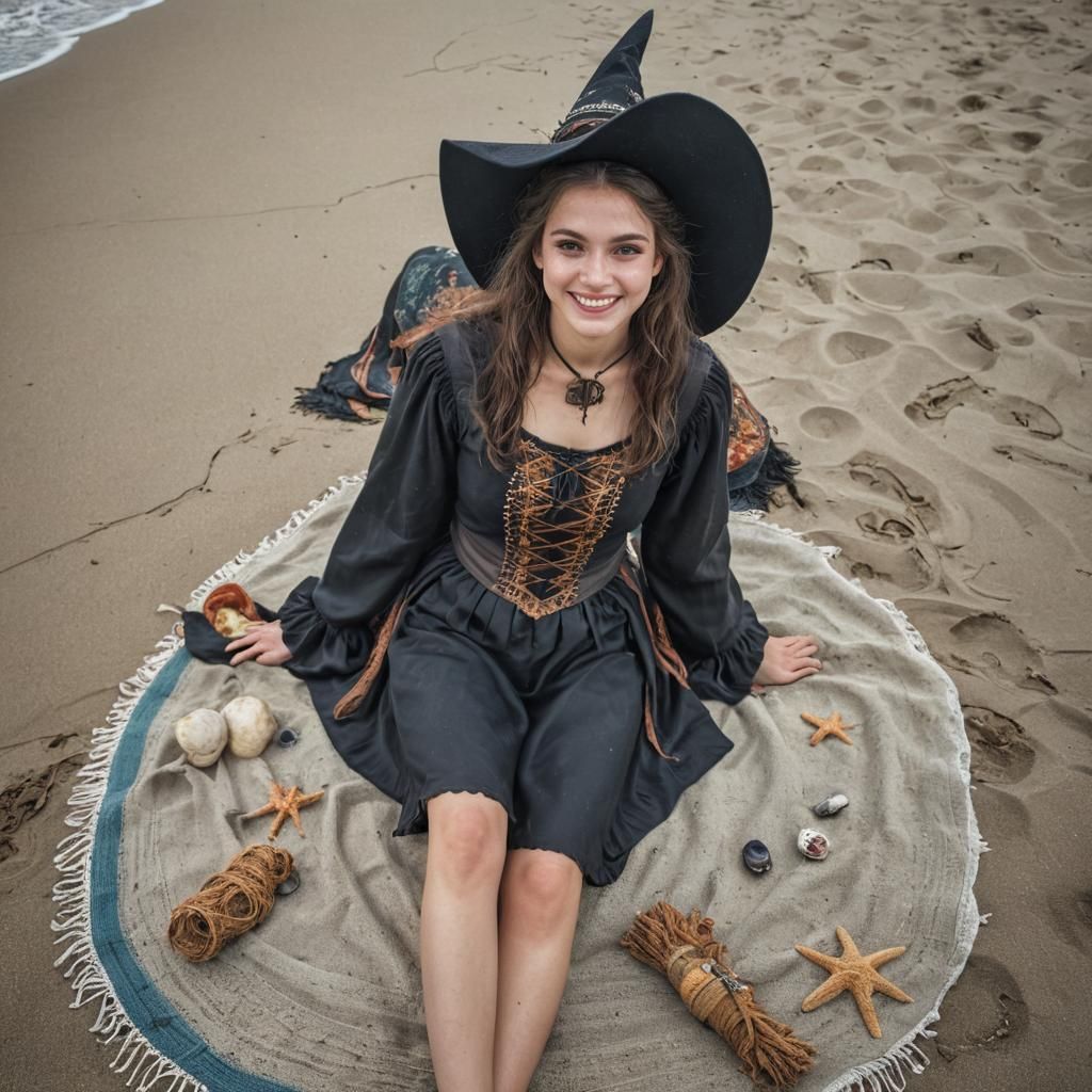 Friendly Witch Chilling at the Beach