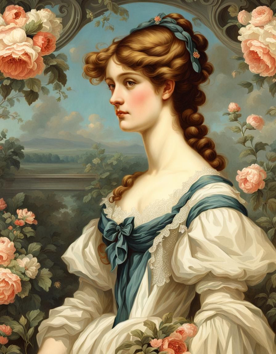 Woman in 19th Century Romanticism Art Style