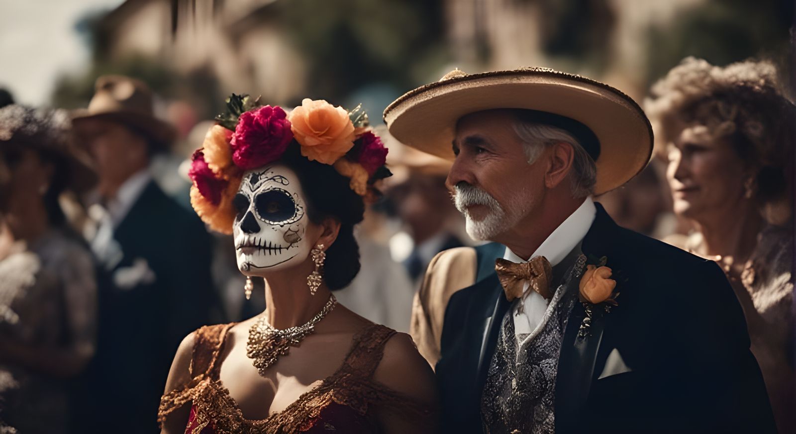 Day of the Dead Parade: Colorful Marriage Scene