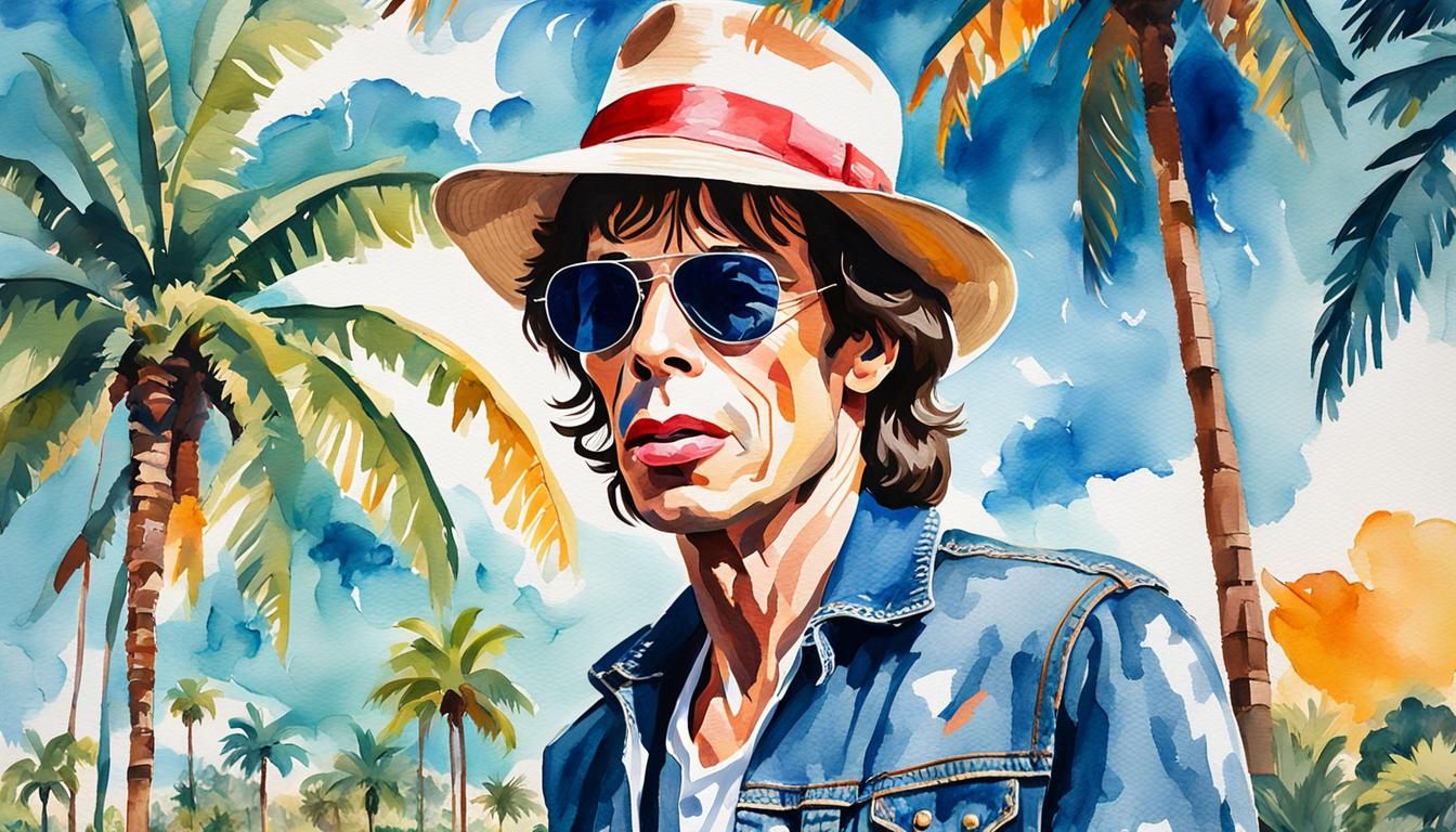 Singer in Panama Hat: Pop Art Watercolor Portrait