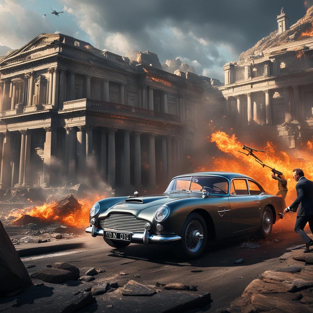 James Bond Action Scene: Detailed Matte Painting