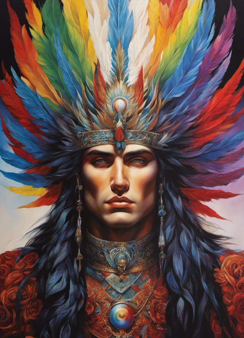 God of Love: Powerful Acrylic Painting with Rainbow Flag