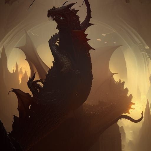 Dragons in Dark Fantasy Style, 8K Resolution