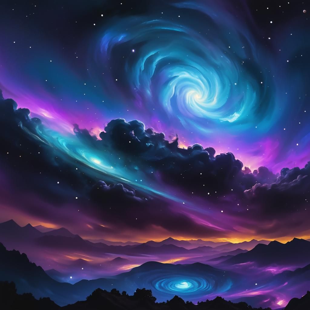 Cosmic Galaxy Vortex in Abstract Style