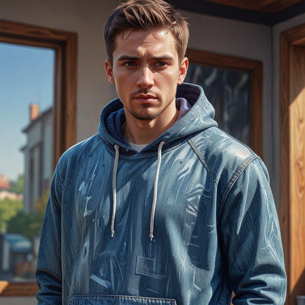 Man in Hoodie: Vibrant Digital Concept Art