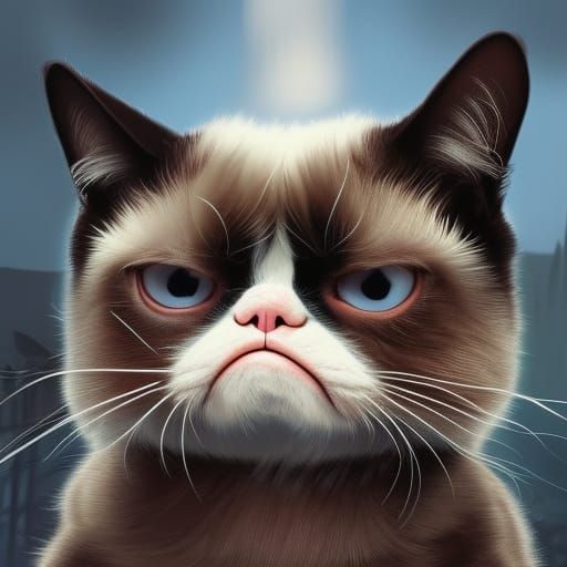 Grumpy Cat: Detailed Matte Painting in Fantasy Style