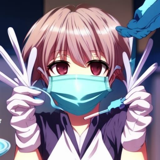 Female Dentist in Anime Style in a Dentist Office