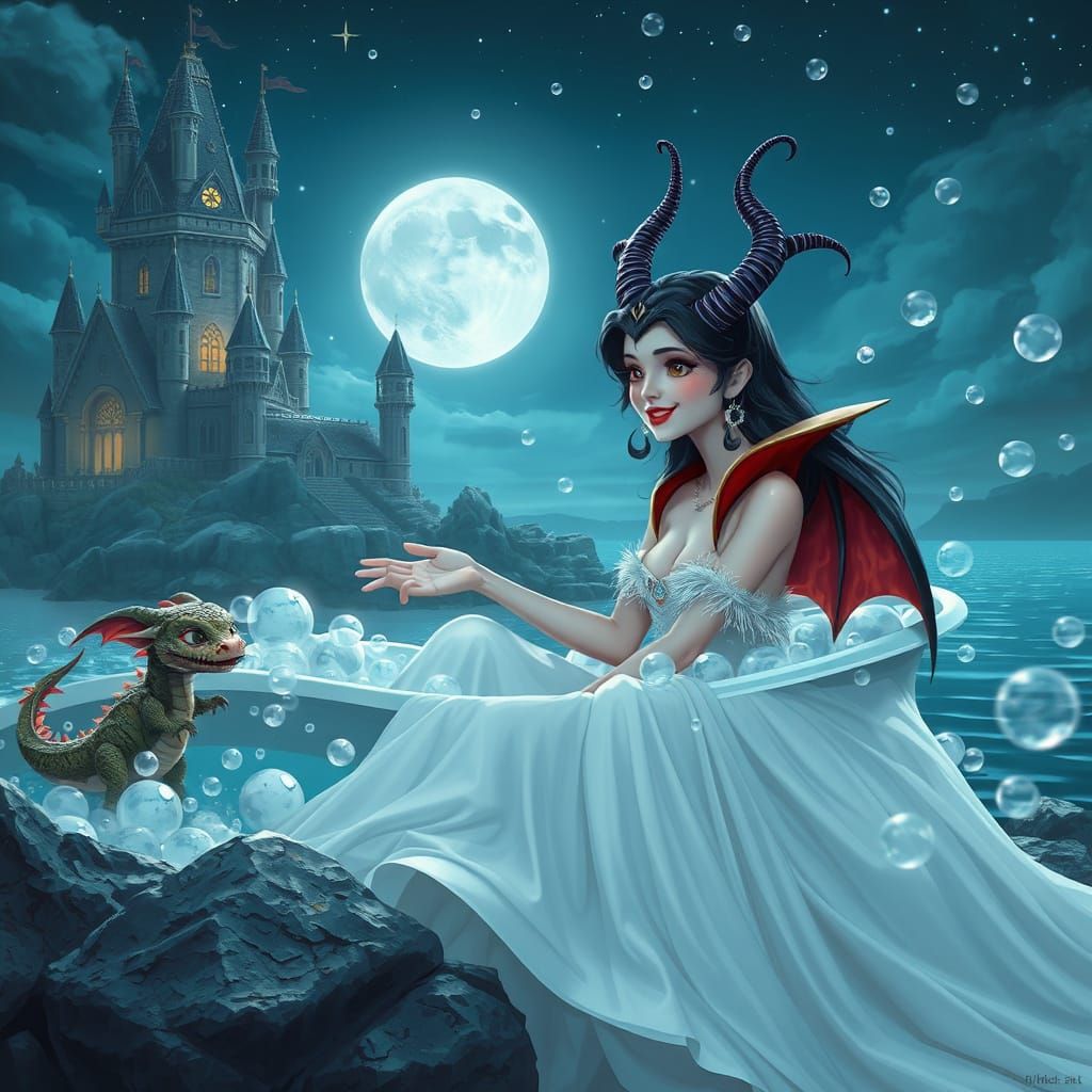 Vampirella Bathes with Dragon: Candy Art Style