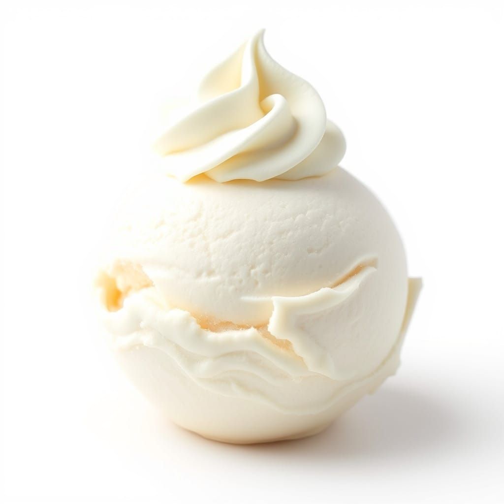 Surrealistic Scoop of White Ice Cream in Hyperrealistic Styl...