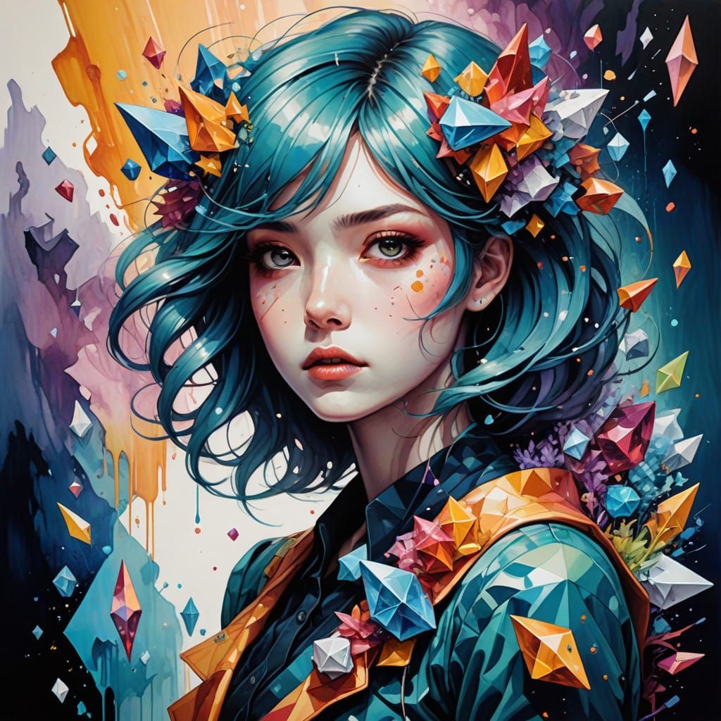 Anime Crystals in Vibrant Street Art Scene