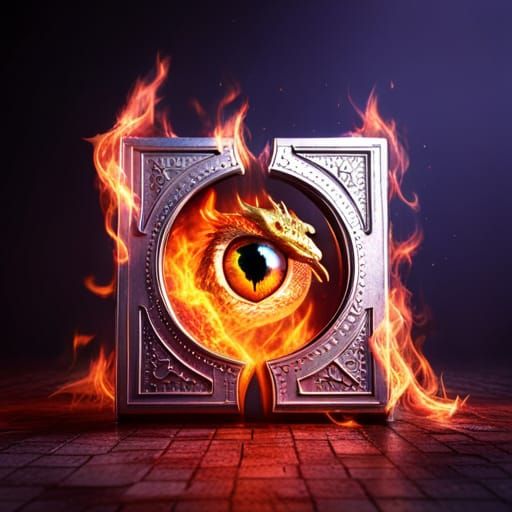 Flaming Dragon Eye Magic Book in 3D