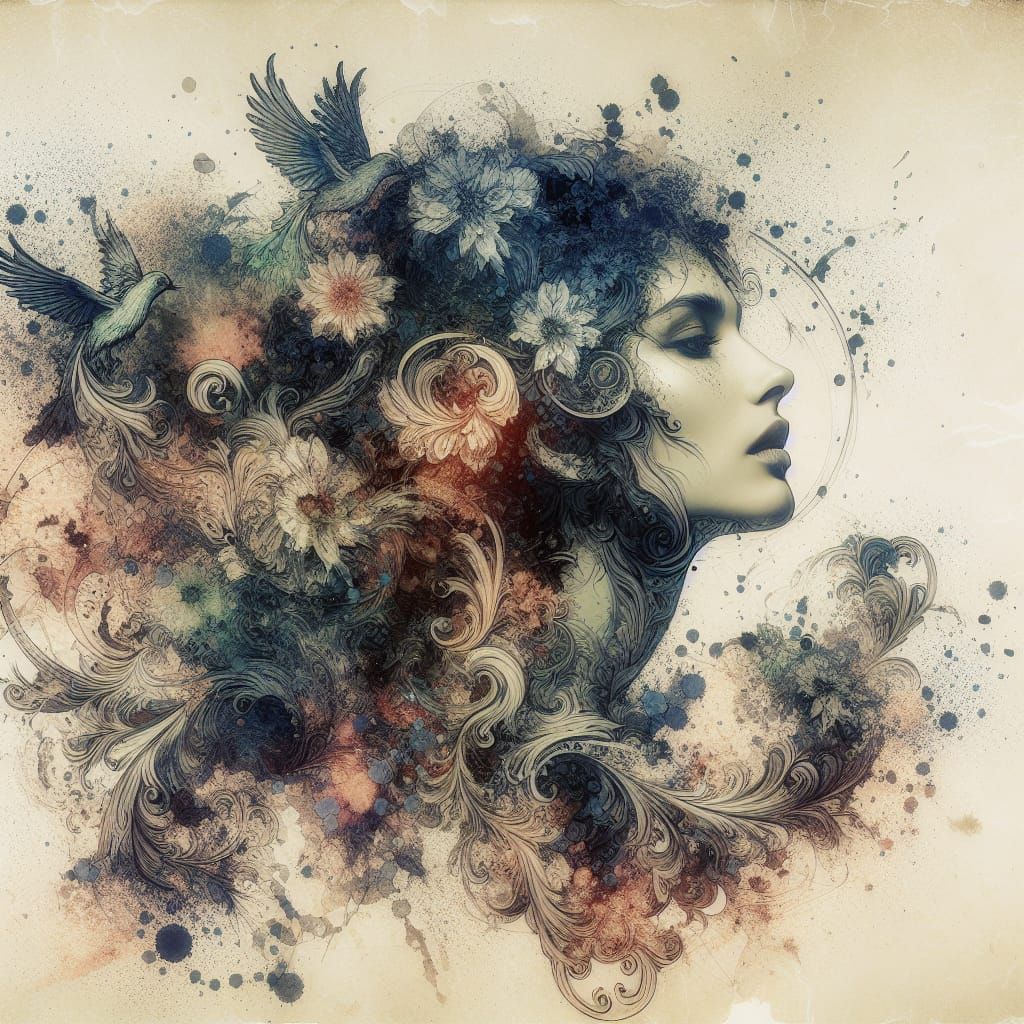 Double exposure. two parts in one art, fantasy, fairy tale, ...