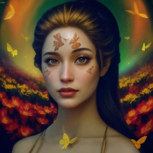 Hyperrealistic Woman in a Surreal Dream Landscape