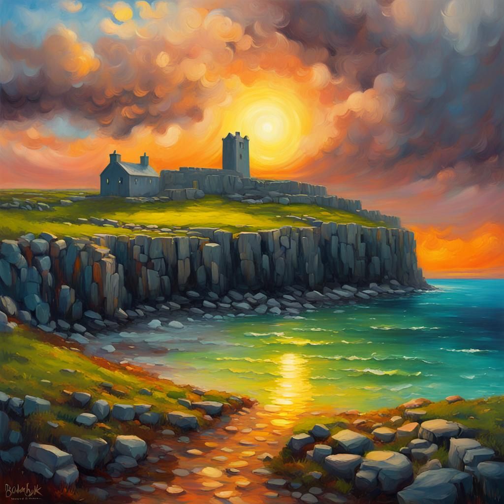 Aran Islands Sunset: Impressionist Oil Painting