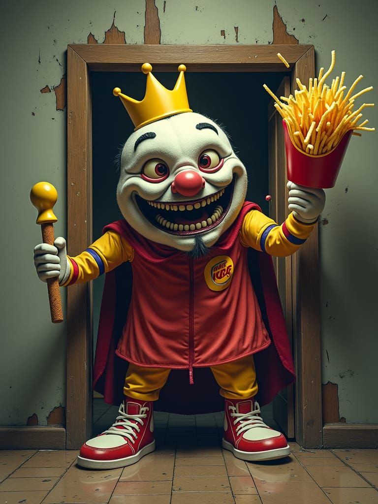 Grotesque Burger King Mascot Breaks Through Door