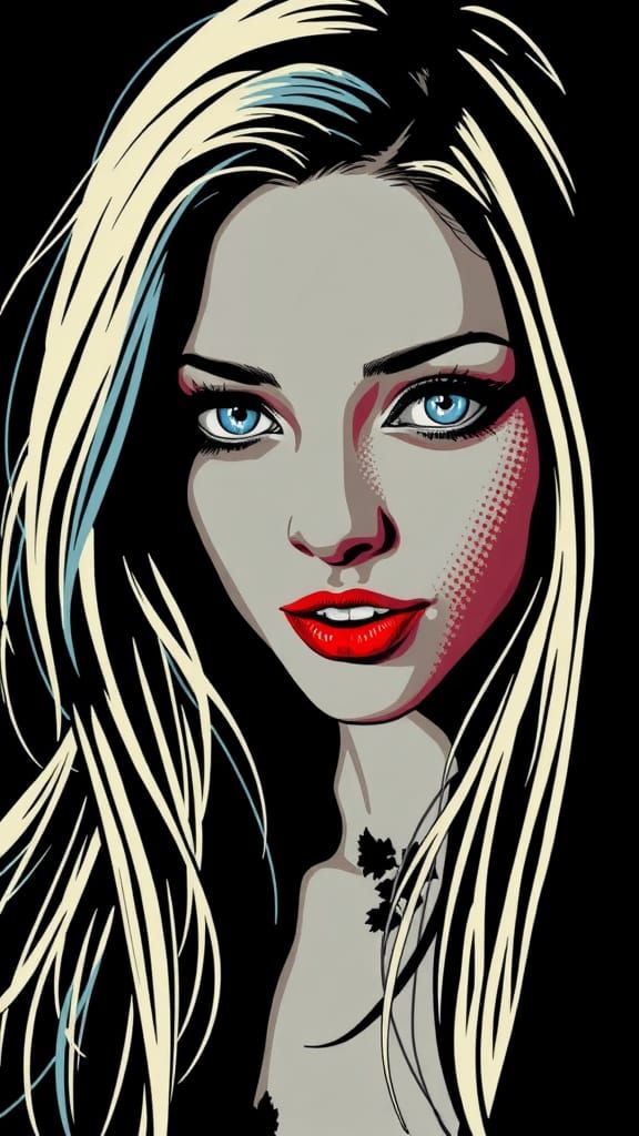 Amanda Seyfried Portrait in Pointillism Style