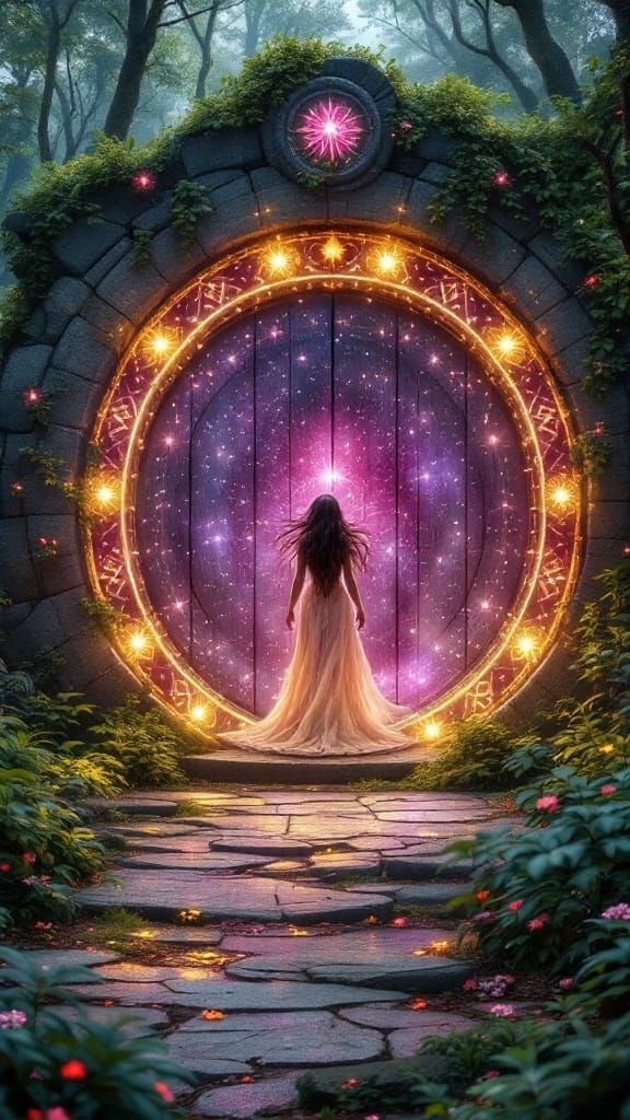 Magical Pink Portal to a Forest Realm
