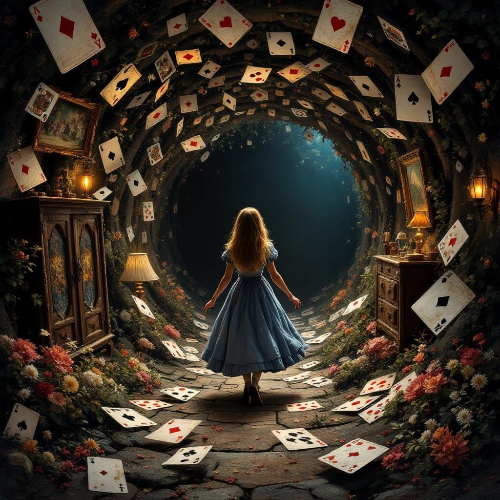 Alice Descends into Whimsical Wonderland of Cards and Curios