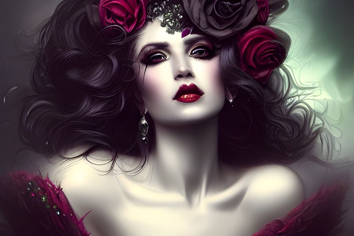 Demonic Woman with Crystals in Princesscore Style