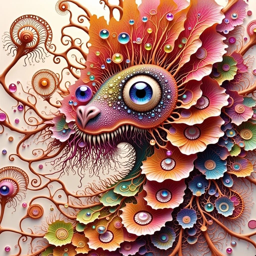 Surreal Botanical Masterpiece with Intricate Patterns and Vi...