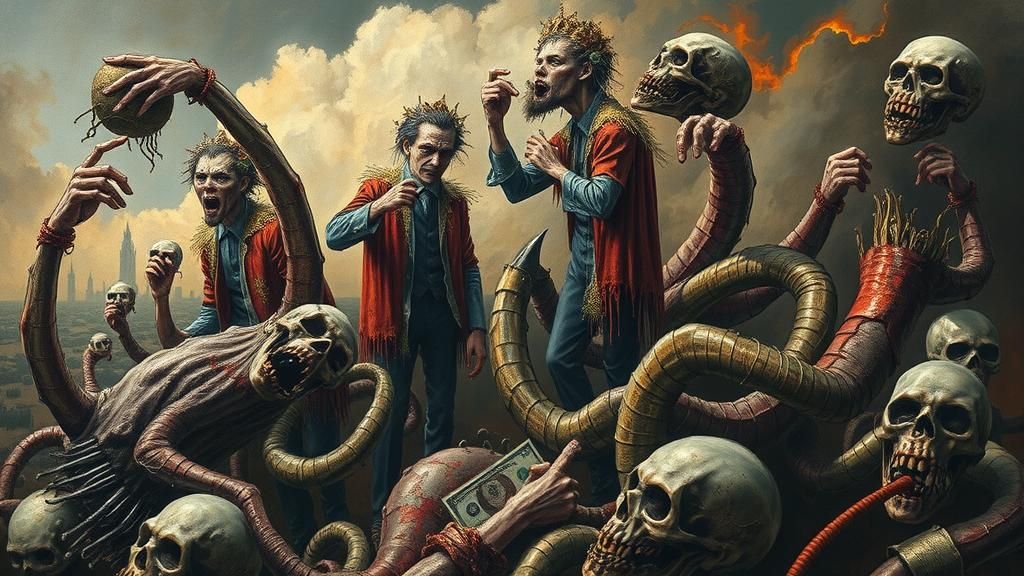 Dystopian Greed: A Surreal Apocalyptic Vision