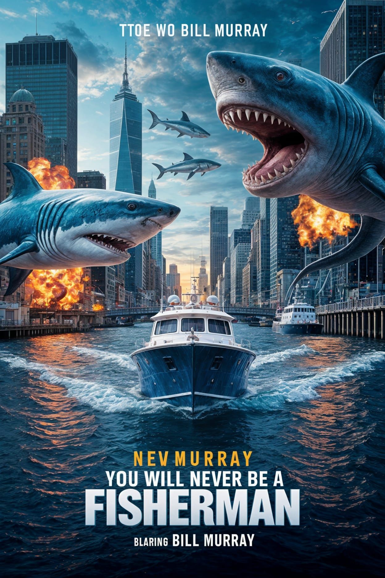 Bill Murray Action Movie Poster: Fisherman's Fury