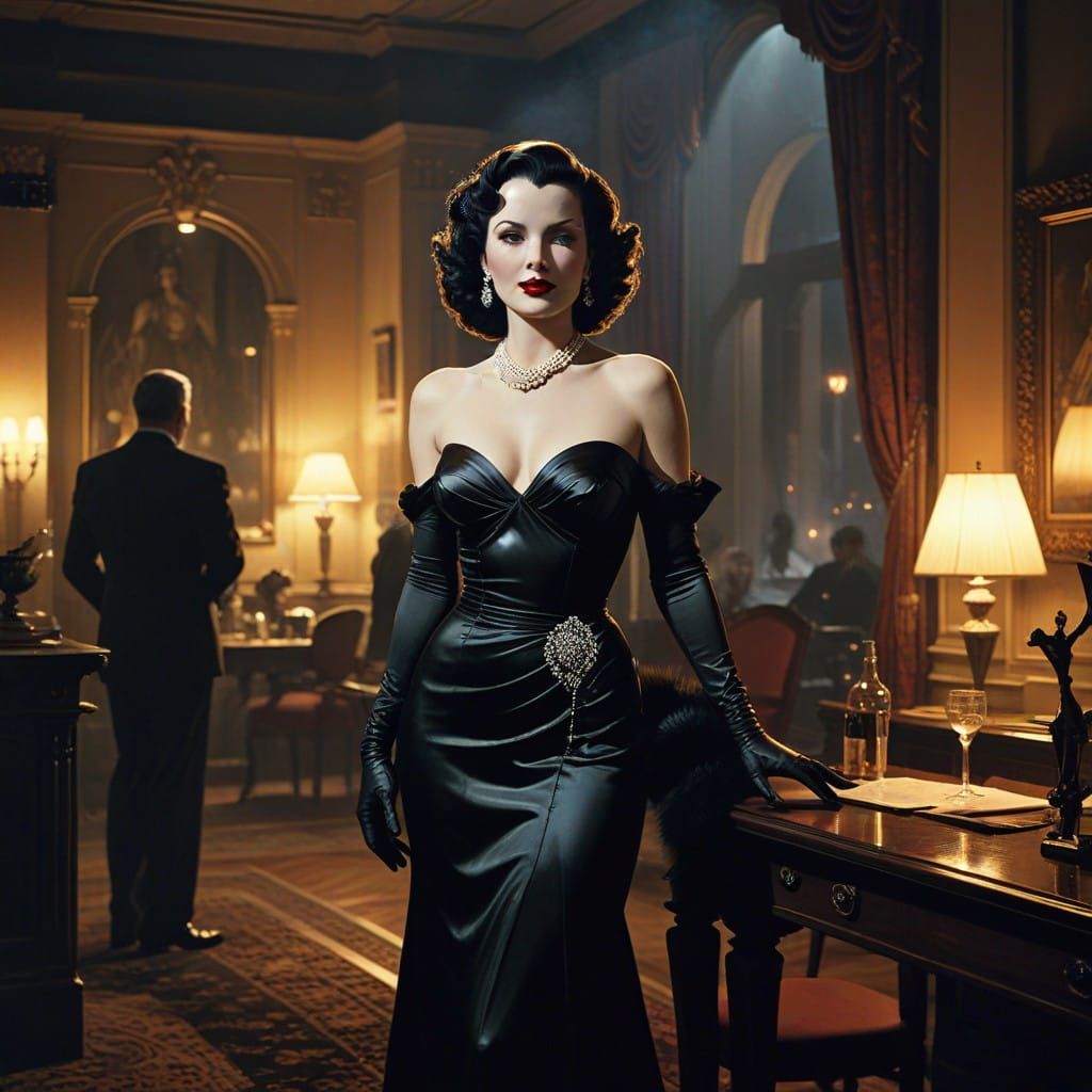 Sophisticated Woman in Film Noir Style