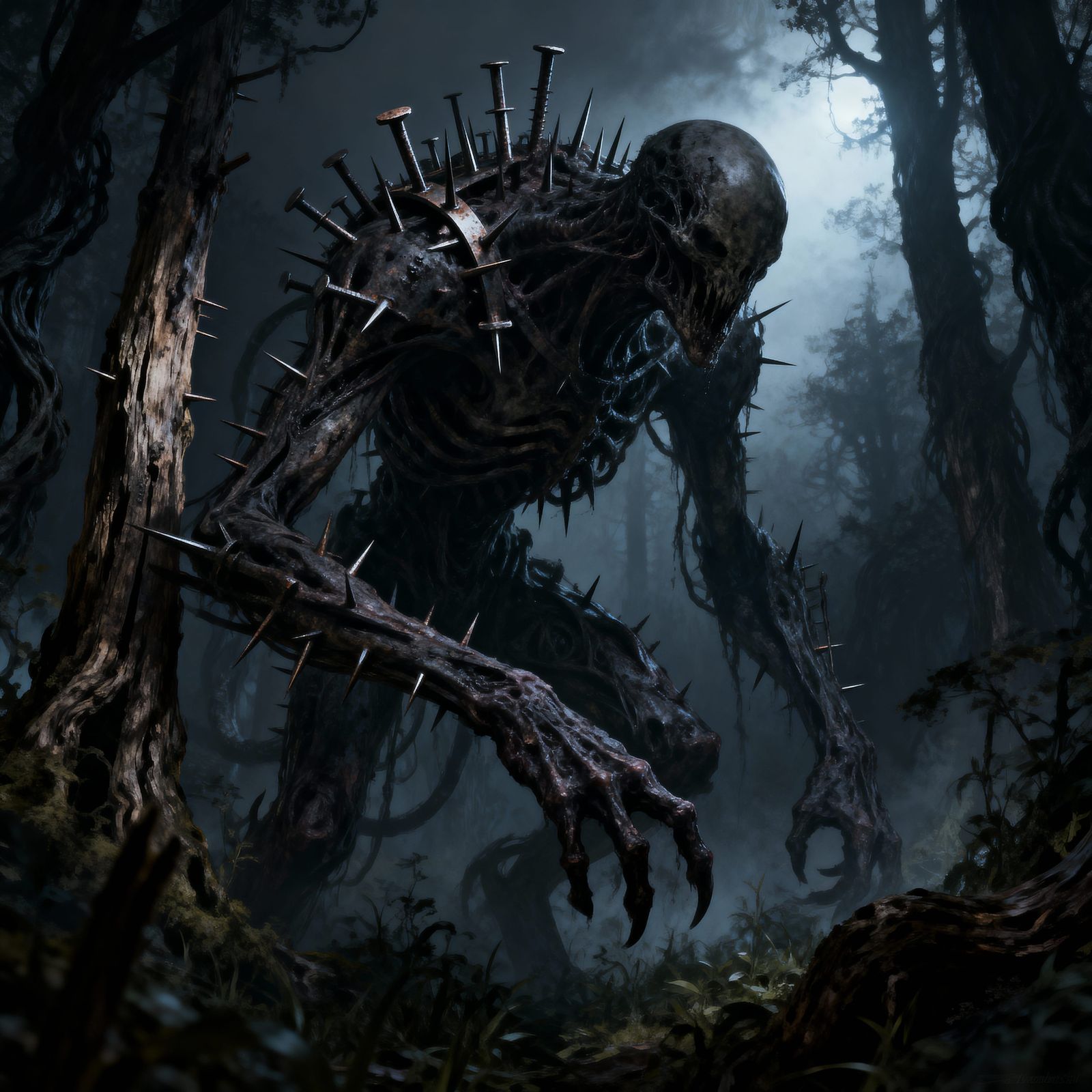 Horror Forest Monster of Nails and Wood