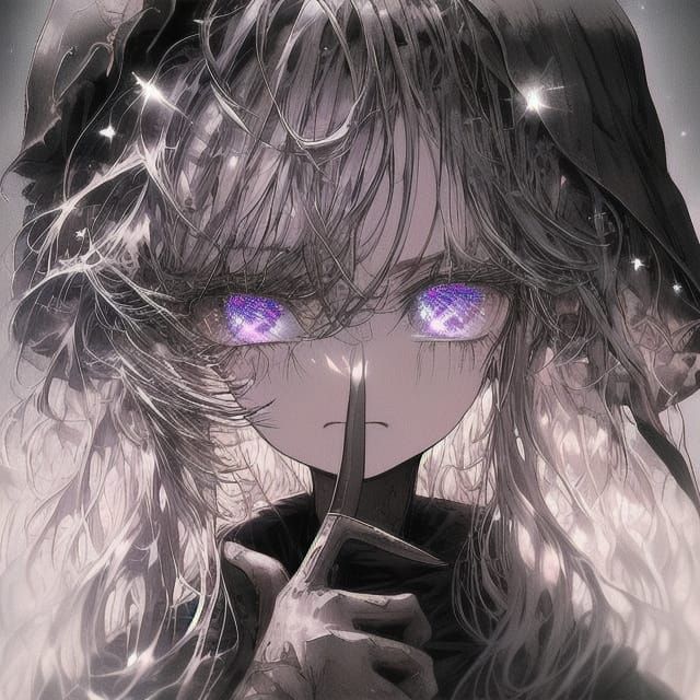 Ethereal Anime Maiden in Dark Castle Ruins