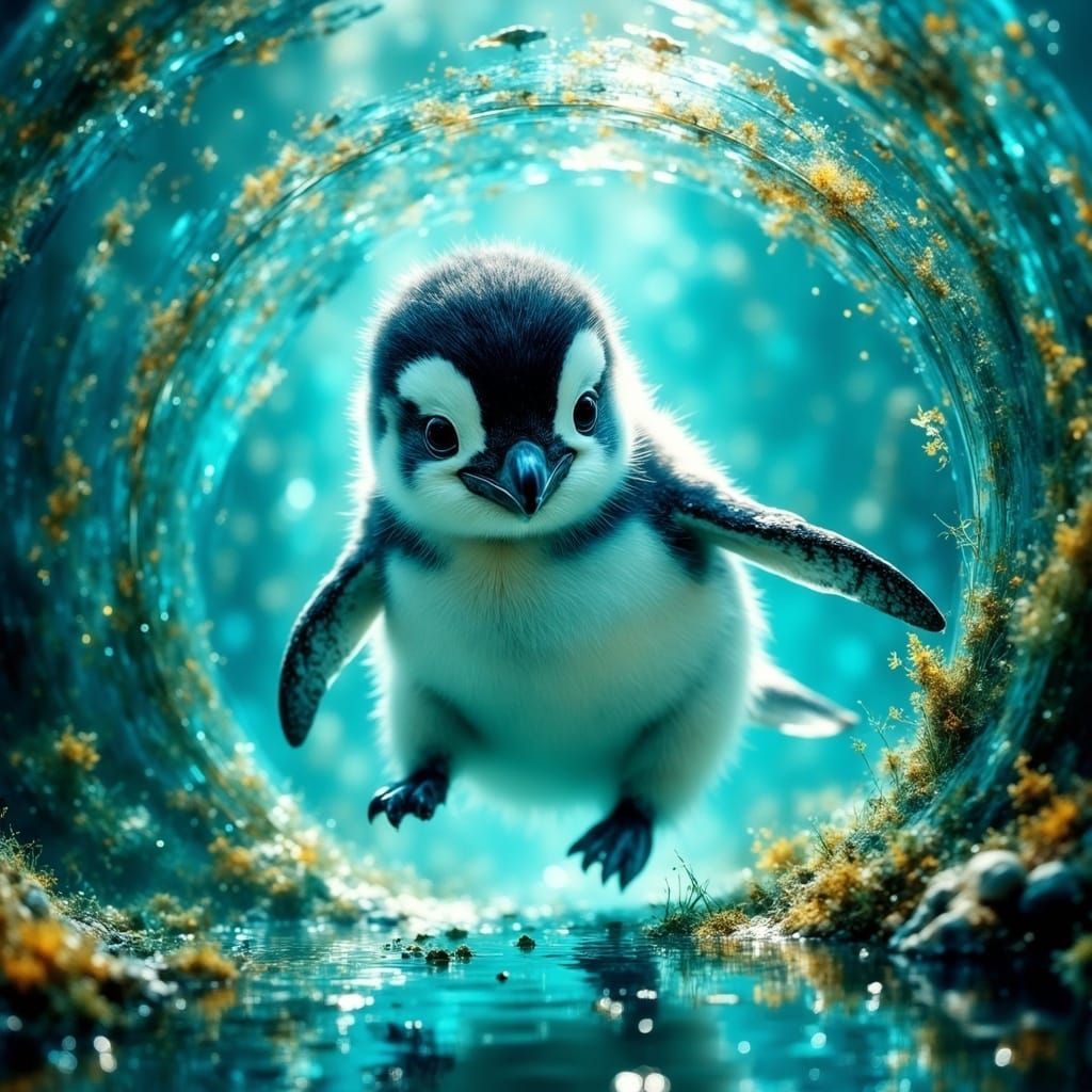 Underwater Encounter in a Glass Tank, with Delicate Filigree...