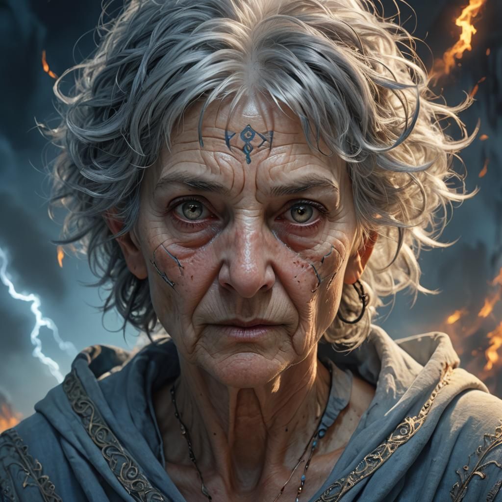 Mystical Elder Woman in High-Fantasy Digital Painting